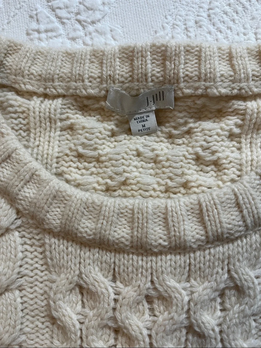 JJill Lambswool Women’s Cream Cable Knit Sweater
